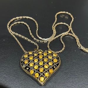 VINTAGE Heart Pendant Long Necklace